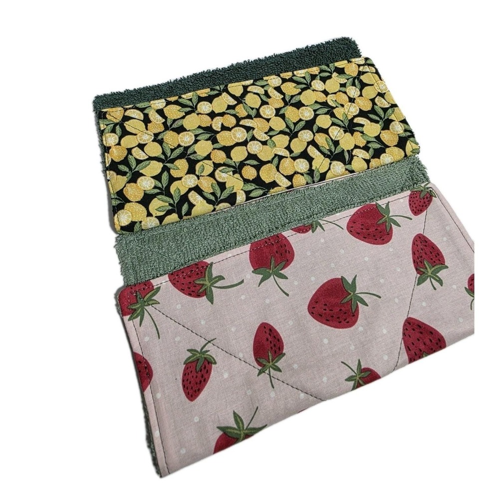 Strawberries &‎ Lemons Custom Terry Towel Washcloth 2pc Set, For Home & Body